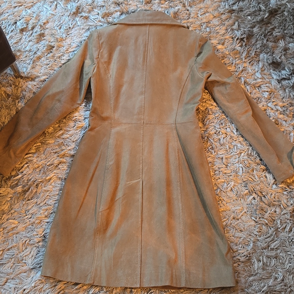 Vintage Y2K Tan Suede Button-Front Coat - Picture 16 of 16